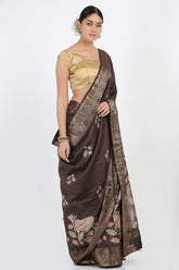 Coffee Brown Moonga Silk Saree - Silk Mark Certified